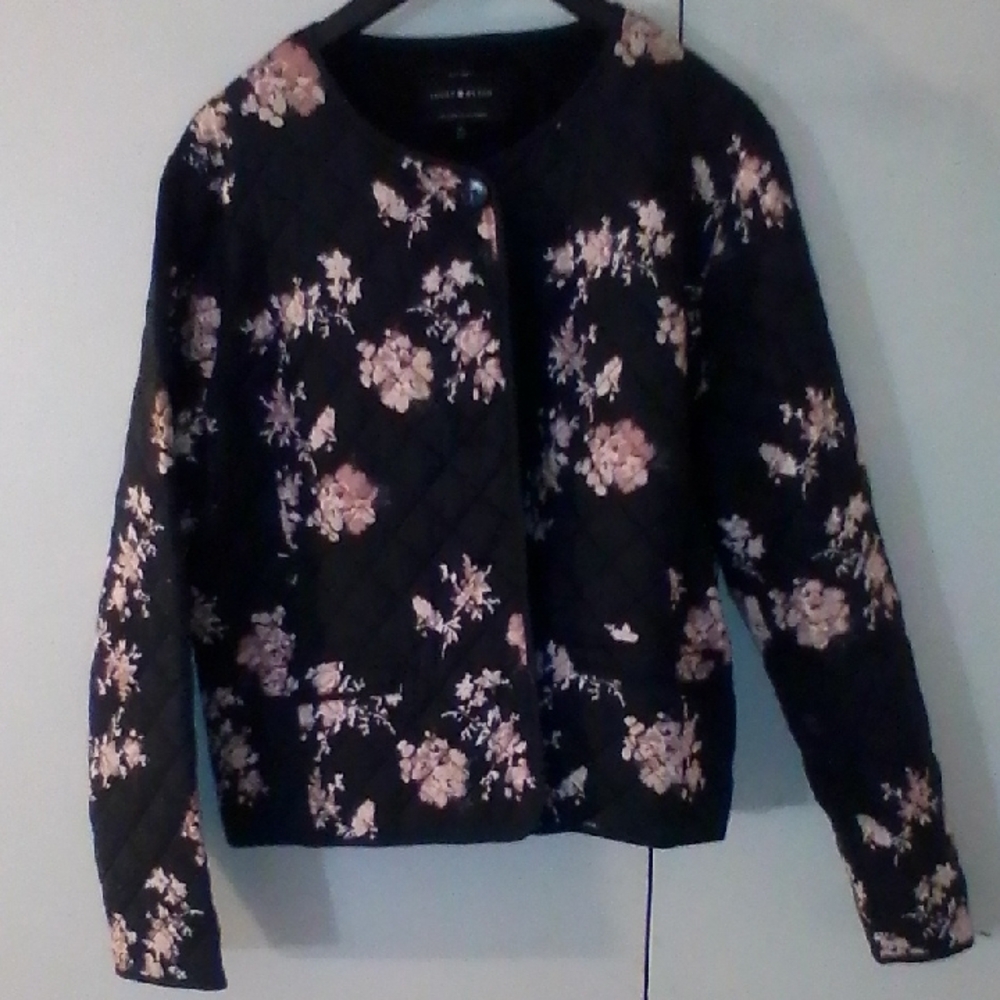 Lucky Brand Black Floral Quilted Jacket